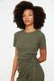 Khaki Tie Detailed Crew Neck Knitwear Look Mini Knitted Dress TWOSS22EL0751 - 3