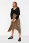 Brown Leopard Patterned Flounced Asymmetrical Midi Stretch Knitted Skirt TWOAW20ET0440 - 7