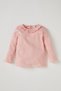 Baby Girl Collar Ruffle Detailed Cotton T-Shirt