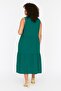 Emerald Green Shift/Straight Cut Stand Collar Midi Woven Dress Tbbss22El1593 - 5