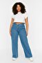 Açık Mavi Yüksek Bel Straight Fit %100 Pamuk Non-Stretch Büyük Beden Jeans TBBSS22JE0211 - 2