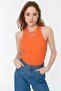 Orange Corduroy Knitwear Thin Blouse Twoss21Bz0090