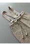 Stone Color Front Buttoned, Lace-up, Seasonal Strap Adjustable Unisex Baby Knitwear Shorts - 2