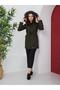 Women's Woolen Hooded Furry Canvas Linen Coat - 5