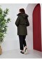 Women's Woolen Hooded Furry Canvas Linen Coat - 7