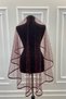 Burgundy Ribbed Bridal Veil Set with Plenty of Pearls - 4