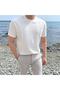 White Men's Round Neck 2 Stripes Knitted Knitwear T-shirt