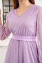 Women's Belted Midi Length V-Neck Tulle Dress - 3