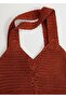 Women's Burnt Orange Buckle Crochet Bag - 4