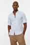 Mavi Basic Hakim Yaka Apoletli Slim Fit Uzun Kollu Keten Görünümlü Gömlek TMNSS20GO0188 - 5