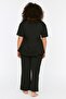 Black V-neck Knitted Pajama Set TBBSS22PT0566 - 5