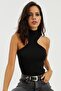 Women's Black Halter Neck Camisole Blouse EY1454 - 3