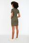 Khaki Tie Detailed Crew Neck Knitwear Look Mini Knitted Dress TWOSS22EL0751 - 5