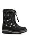 Girl's Water Resistant Black Fur Thermal Snow Boots