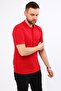 Polo Collar T-Shirt Red Short Sleeve Pique Knitted Work T-Shirt with Pockets - 4