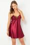 Thin Straps Laced Mini Satin Nightgown-337 - 2