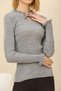 Women's Gray Knitwear Sweater with Lace-Up Collar and Ruffles at the Sleeve End