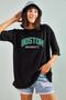 Cotton Boston University Design Unisex Black T-shirt