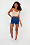 Women's Skin Color Scuba Fabric Front Back V-Neck Rope Strap Crop Top - 5