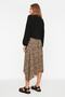Brown Leopard Patterned Flounced Asymmetrical Midi Stretch Knitted Skirt TWOAW20ET0440 - 10