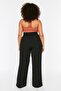 Siyah Mevsimlik Lastikli Yüksek Bel Pileli Wide Leg Dokuma Pantolon TBBSS22PL0448 - 7