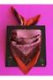 Silk Satin Scarf 2 - Salmon, Pink and Brown Line Tone Shawl Pattern - 5