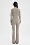 Slim Fit Patterned Wide Leg Trousers - 8