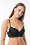 Women's Black Underwire Padded Eared Lace Bra
