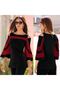 Women's Patterned, Bat Sleeve Shoulder Detail Striped Janes Viscose Fabric Blouse - 4