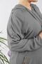 Women's Large Size Button Detailed Hooded Ayrobin Sports Ferace - Gray - 2
