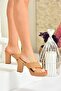 Skin Cross Banded Thick Heeled Women's Slippers M282061009 - 2