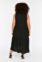 Black Shift/Straight Cut Stand Collar Midi Woven Dress Tbbss22El1593 - 5