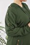 Women's Large Size Button Detailed Hooded Ayrobin Sports Ferace - Khaki - 2