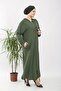 Women's Large Size Button Detailed Hooded Ayrobin Sports Ferace - Khaki - 4