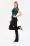 Women's Checkerboard Patterned Short Sleeve Tulle Transparent Blouse - 6