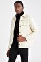 Slim Fit Polo Neck Water Repellent Snap Fastener Quilted Coat - 3