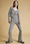 Slim Fit Patterned Wide Leg Trousers