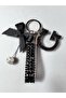 Black Baguette Black Meter Light Keychain Black G Letter Silver Tiny Ball Black Ribbon