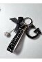 Black Baguette Black Meter Light Keychain Black G Letter Silver Tiny Ball Black Ribbon - 3