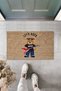 Outdoor and Indoor Beige Door Mat Let's Rock Teddy Bear Pattern Doormat