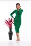 Moda Maçka Park Emerald Green Polo Collar Knitwear Dress
