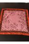 Silk Satin Scarf 2 - Salmon, Pink and Brown Line Tone Shawl Pattern - 3