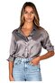 Women's Gray Satin Shirt - 3
