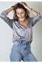 Women's Gray Satin Shirt - 5