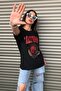 Women's California Printed Black Oversize T-shirt - 4