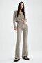 Slim Fit Patterned Wide Leg Trousers - 4