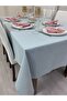 Linen Look Glitterless Bougainvillea Tablecloth Light Mint 13 Pieces