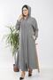 Women's Large Size Button Detailed Hooded Ayrobin Sports Ferace - Gray - 3