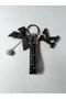 Black Baguette Black Meter Light Keychain Black Letter K Silver Tiny Ball Black Ribbon