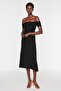 Black Midi Carmen Collar Dress Twoss22El2388